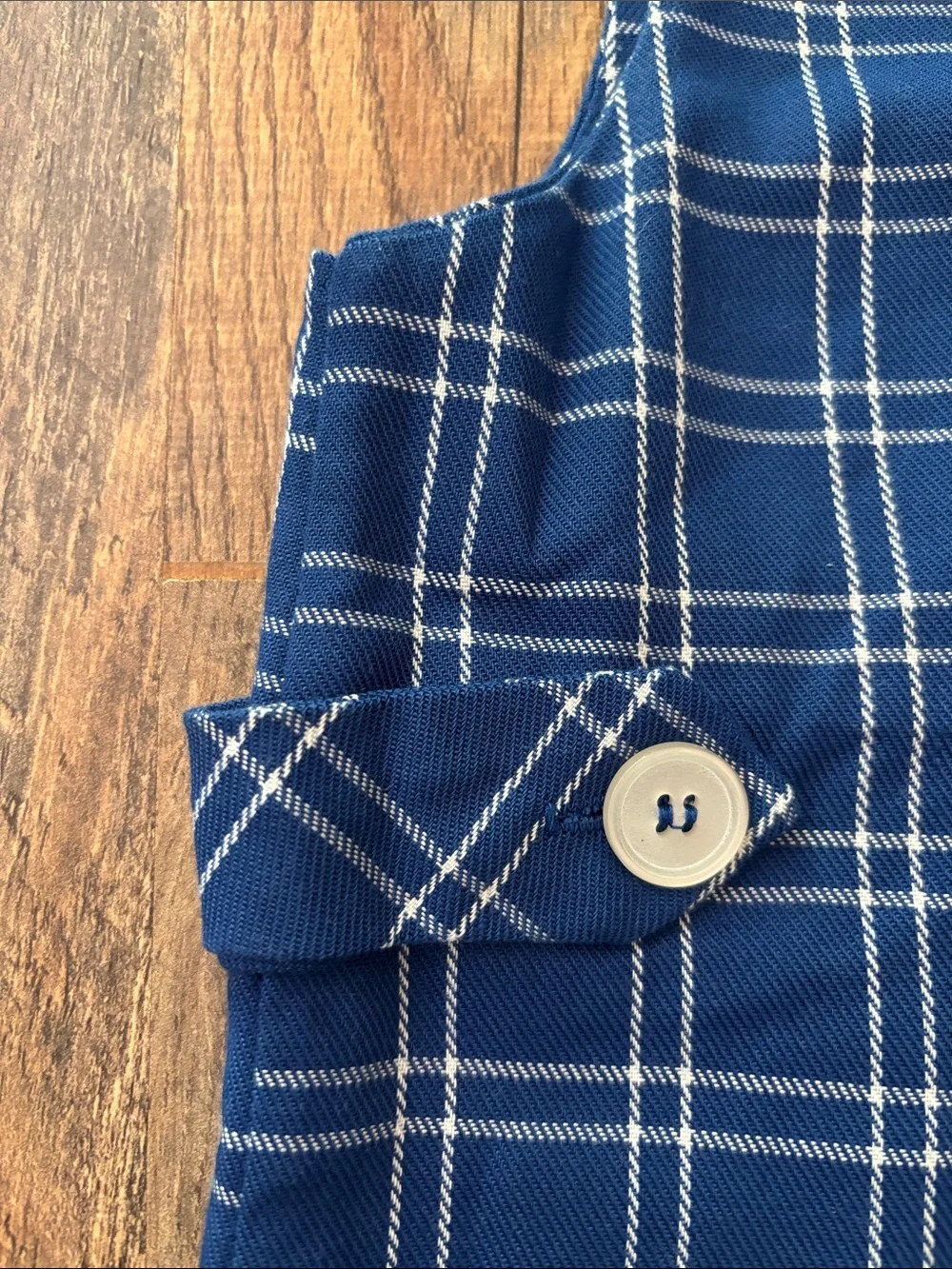 Thomas Vintage Blue Plaid Boys One Piece Shorts Overalls